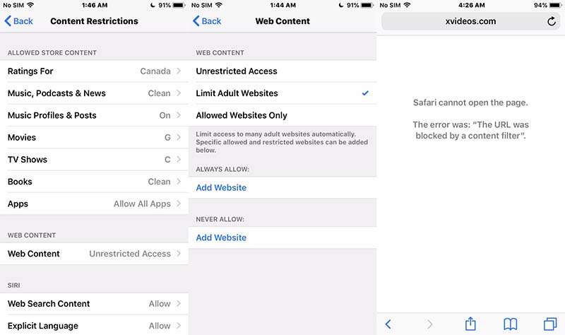 wie blockiert man Pornos auf dem iPhone